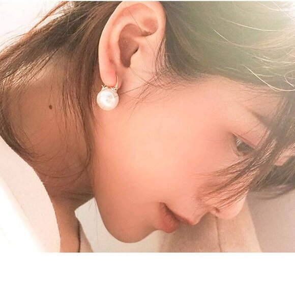 Elegant 925 Sterling Silver Pearl Drop Earrings Dangle Stud Gold Plated Earrings - Picture 4 of 7